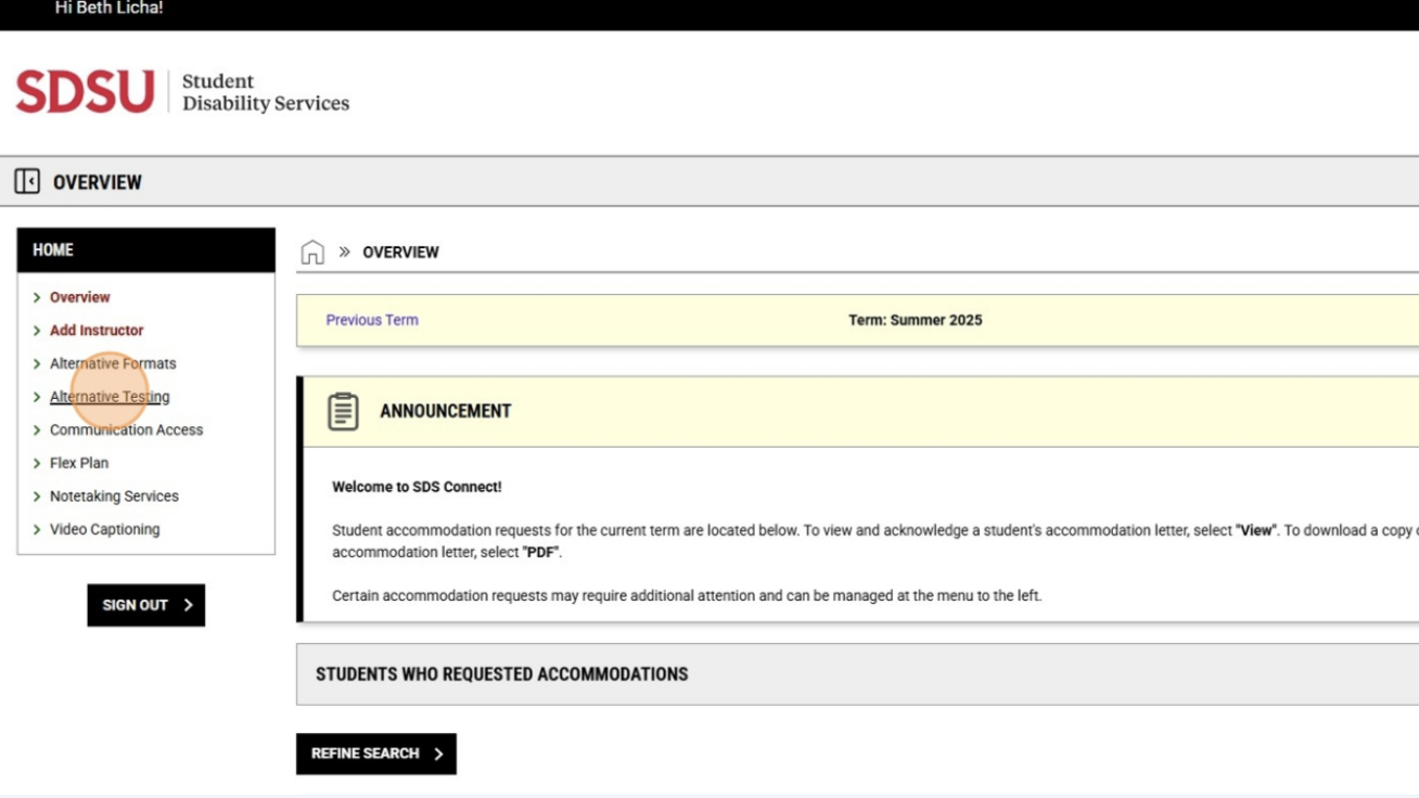 Navigating to you Testing Home Page: " Click "Alternative Testing"