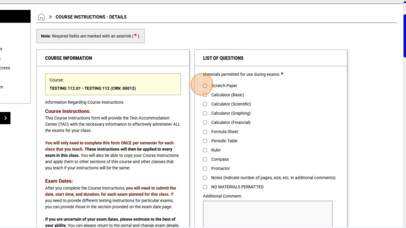 Complete Course Instructions page