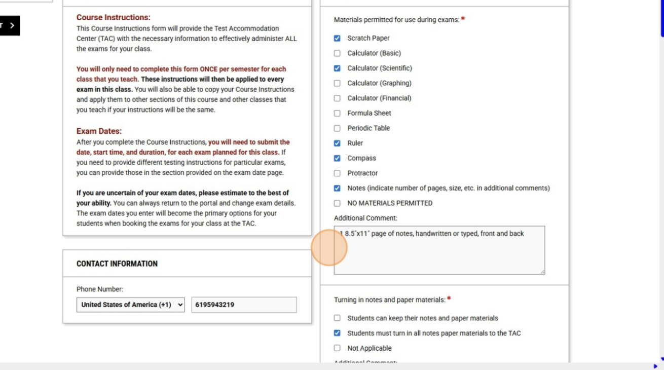 Use the additional comments sections to add details