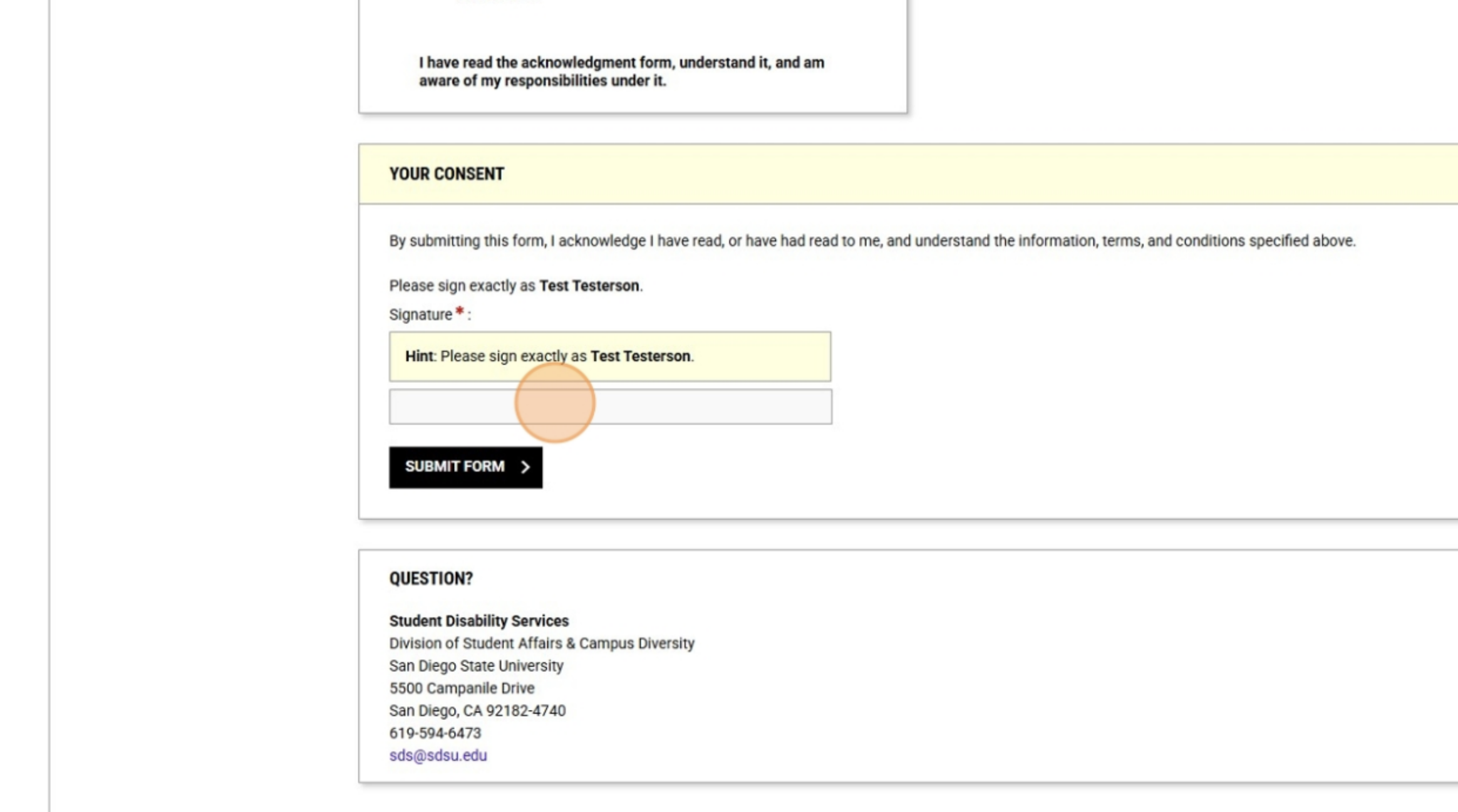 read any forms listed and student acknowledgement of responsibilities