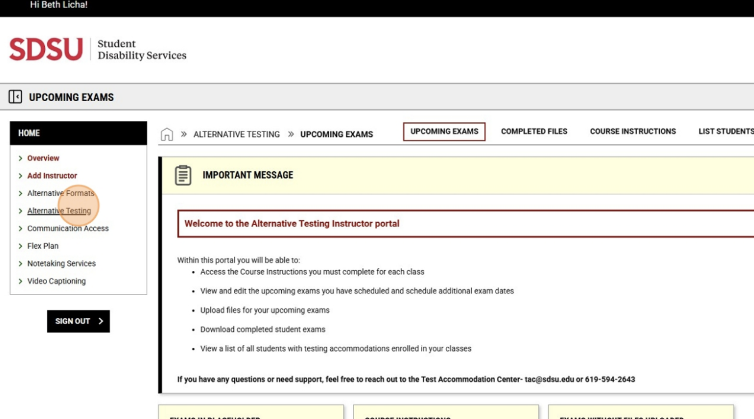 Navigate to your Alternative Testing home page