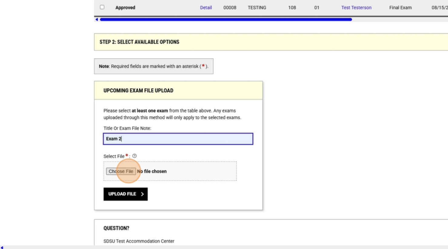 Click "Choose File" and "Upload File"