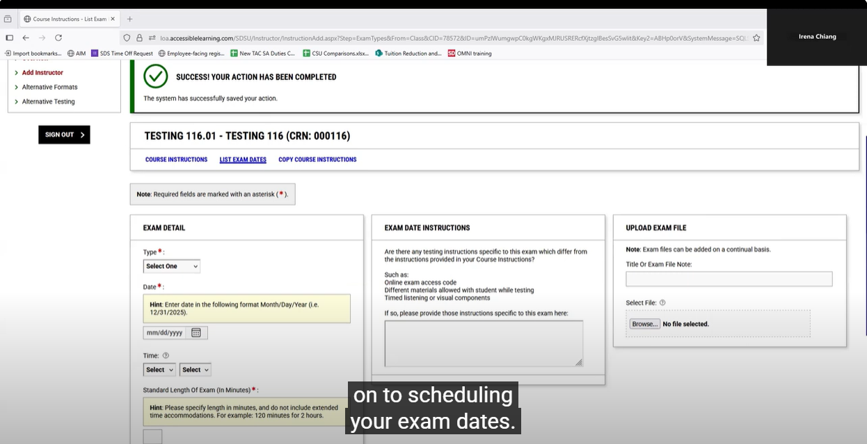 Adding Exam Dates