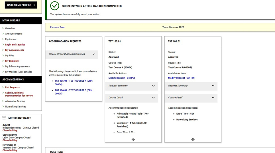 screen shot with checkmark reading "Success!your action has been completed"